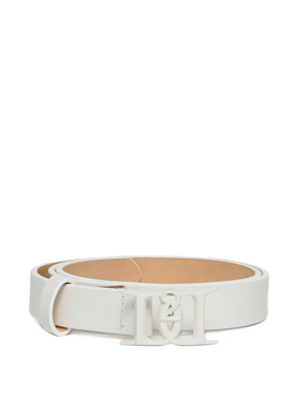 DSQUARED2 KIDS Leren riem met logoplakkaat Wit