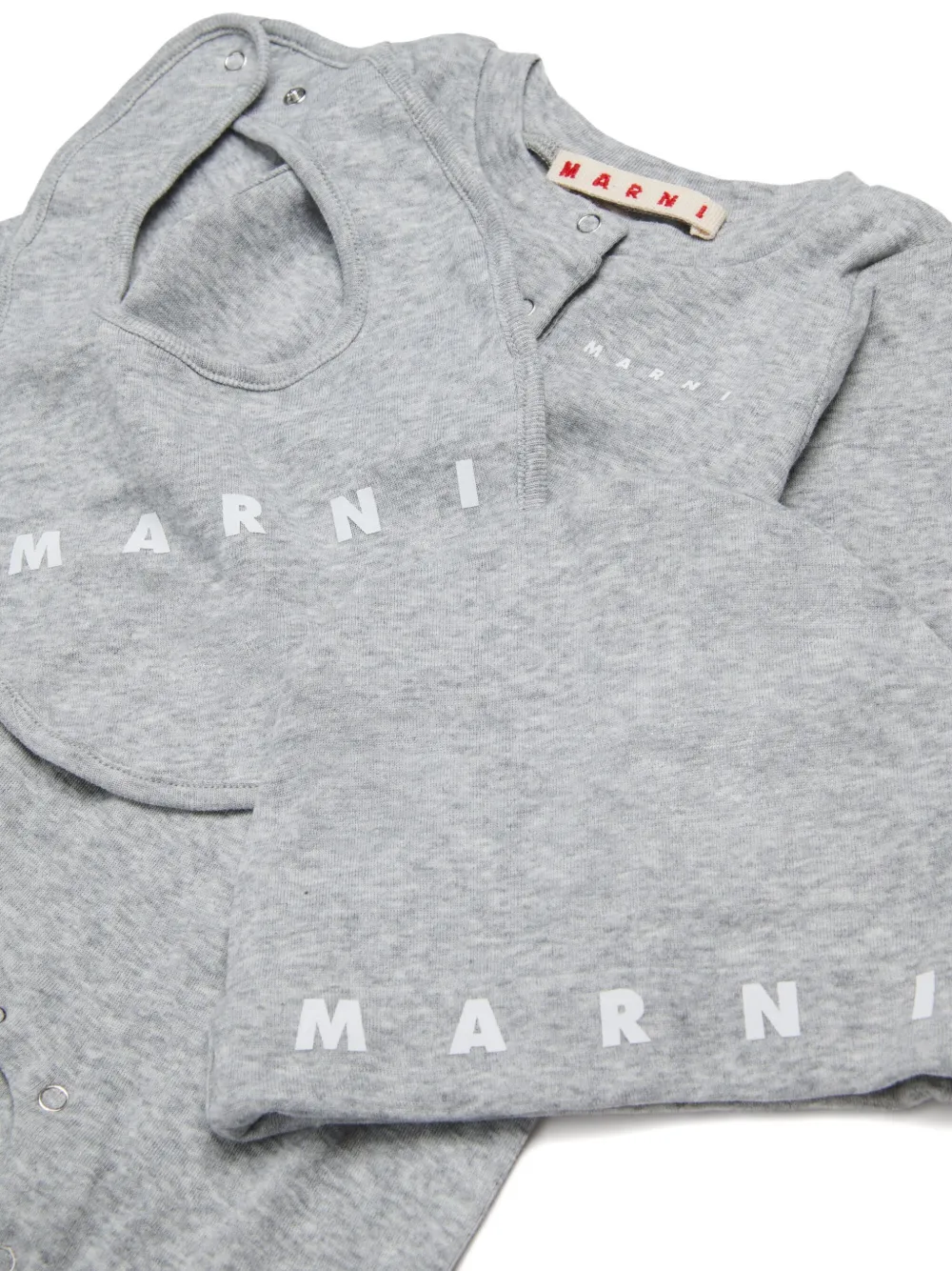Marni Kids Romper muts en slabbetje Grijs