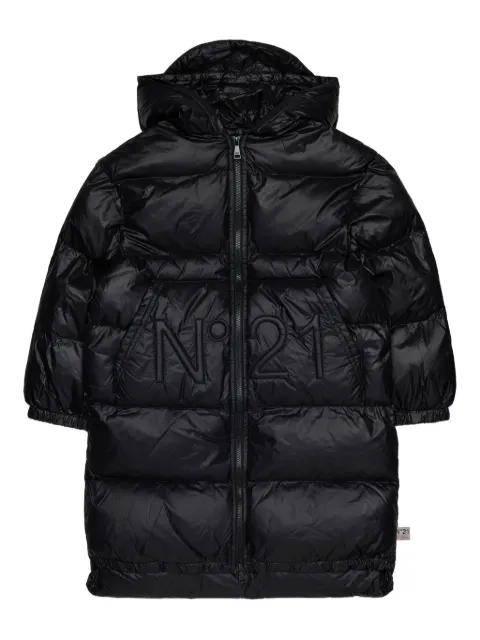 Nº21 Kids logo-embroidery quilted jacket