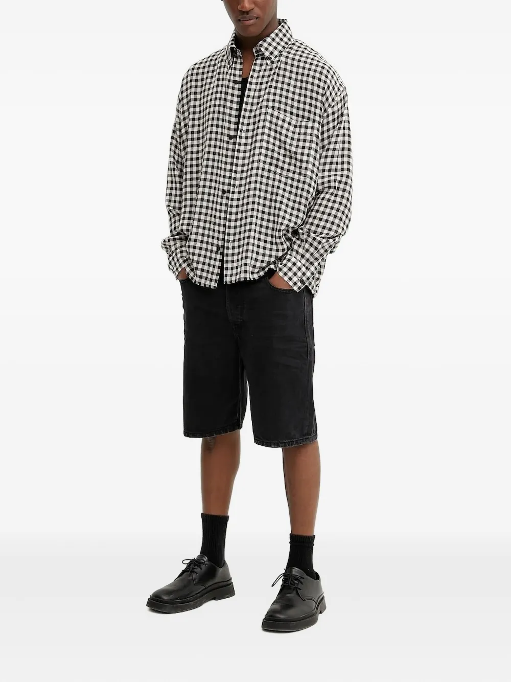Won Hundred check-pattern shirt | Black | Image 1