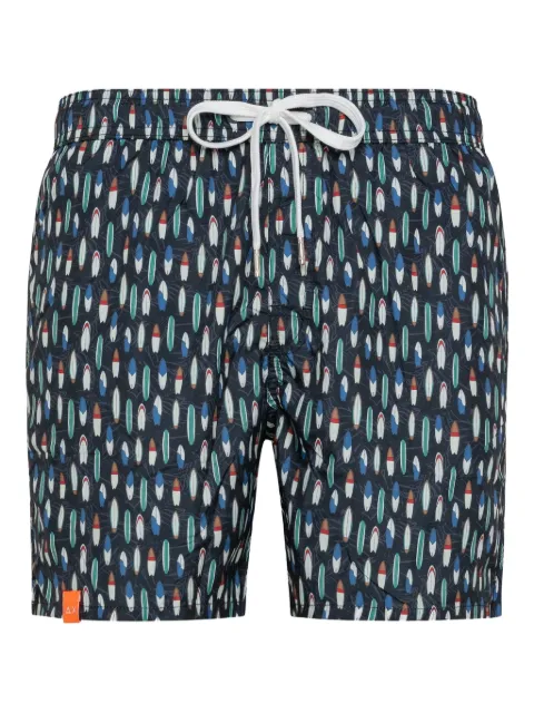 Sun68 surfboard-print swim shorts