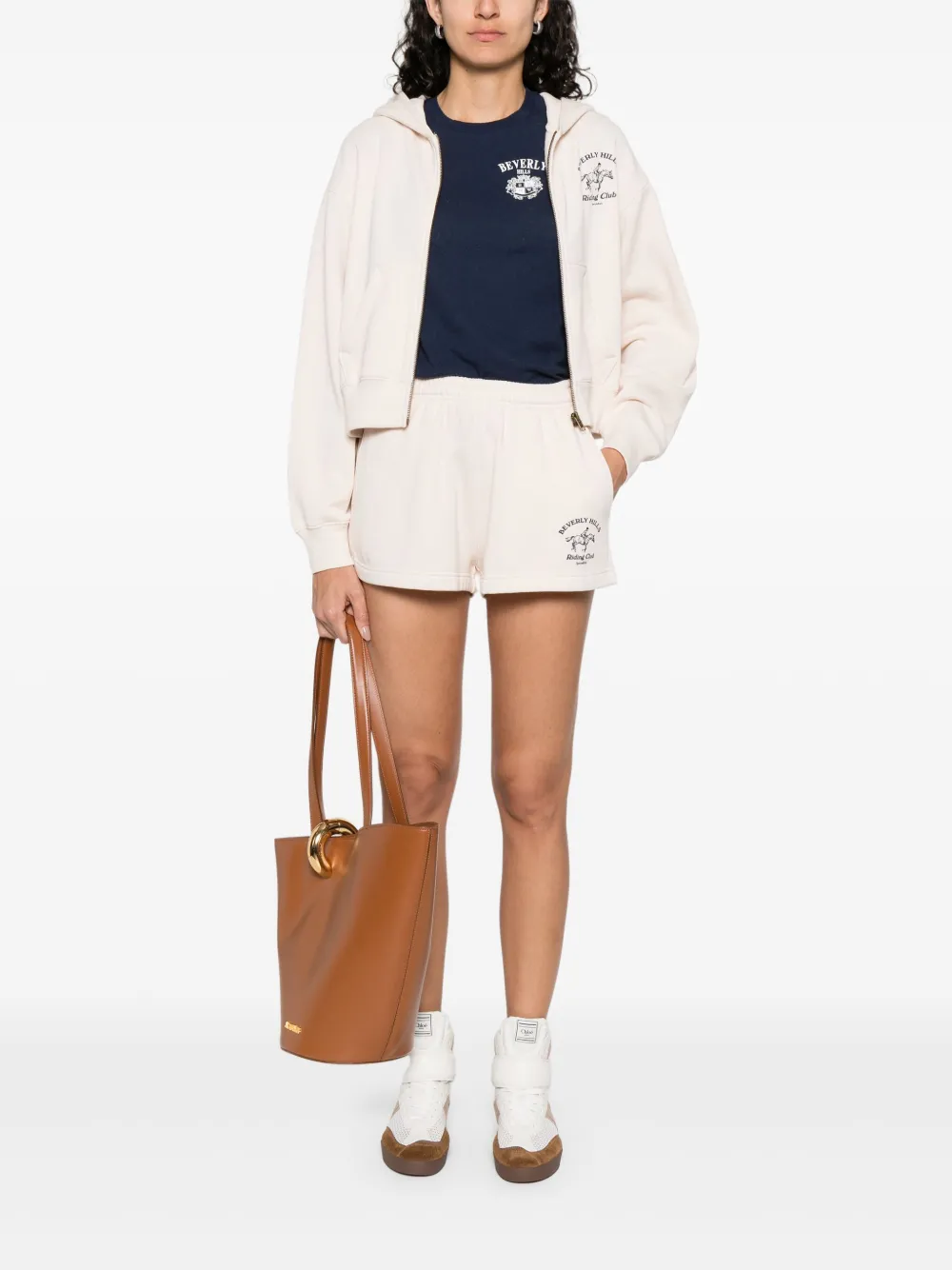 Sporty & Rich Beverly Hills T-shirt met wapenschild Blauw