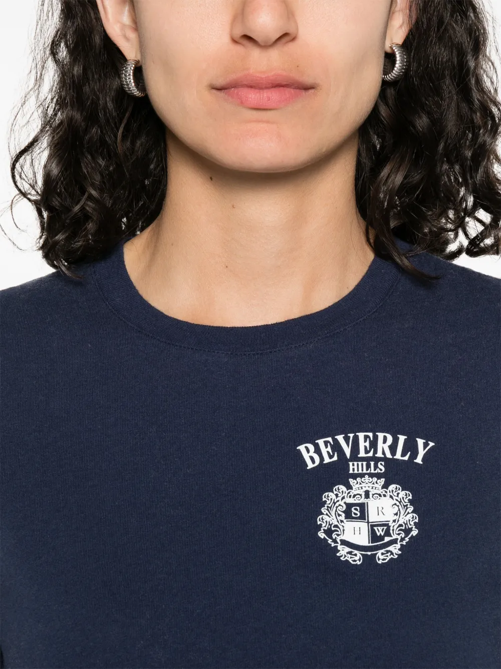 Sporty & Rich Beverly Hills T-shirt met wapenschild Blauw