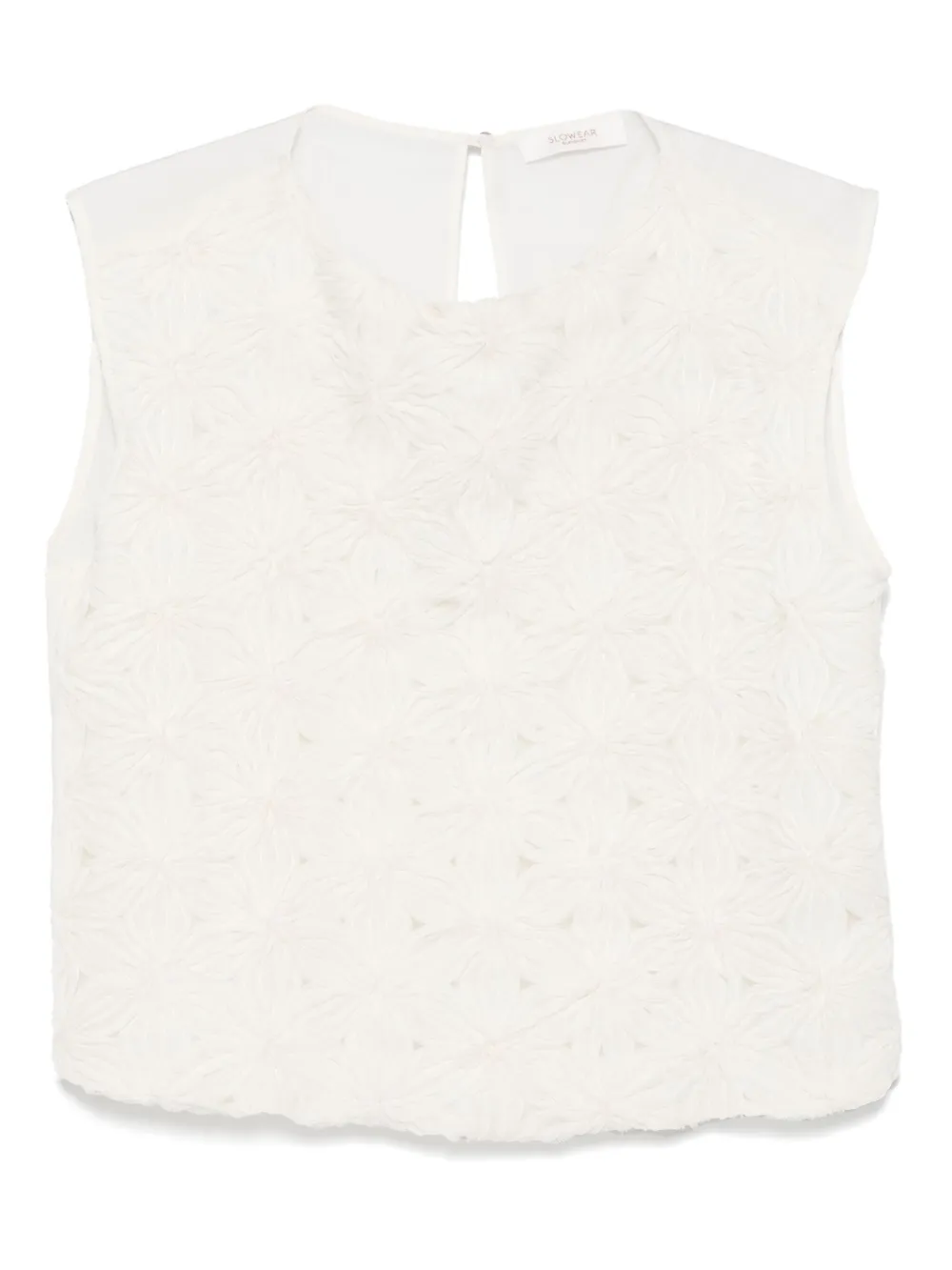 floral-appliqué blouse
