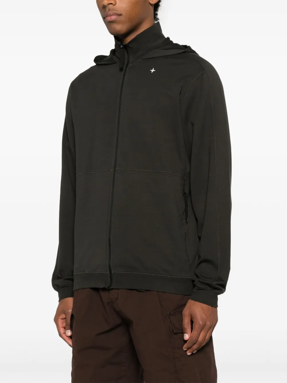 Stone Island Hoodie met rits Zwart