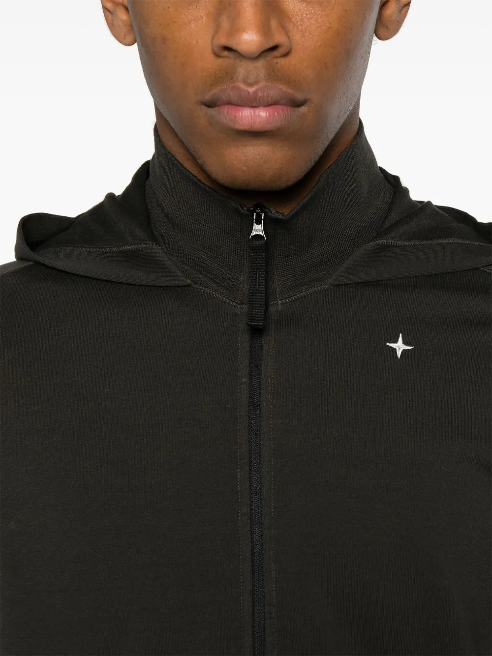Stone Island Hoodie met rits Zwart