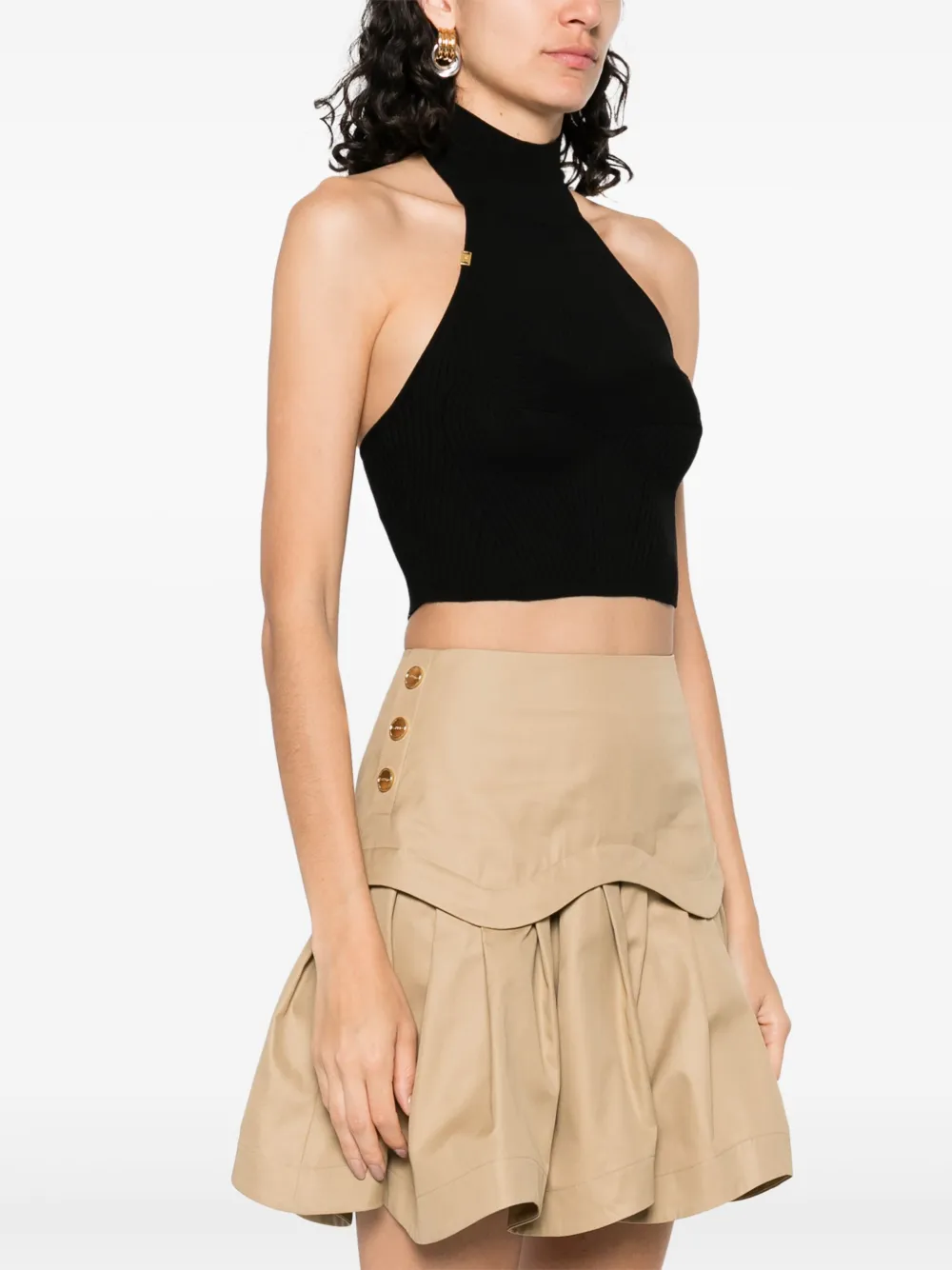 Elisabetta Franchi Geribbelde tanktop Zwart