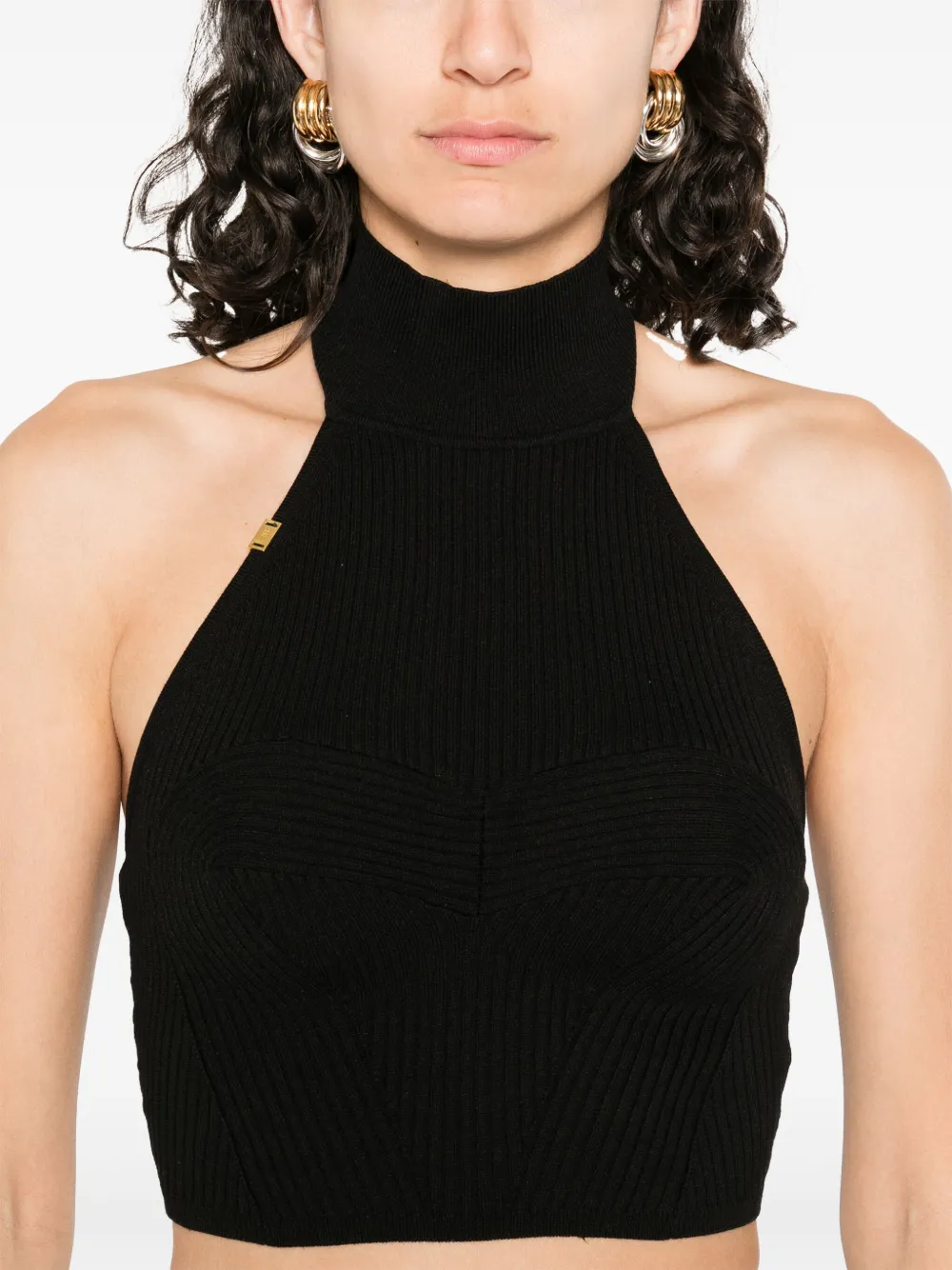 Elisabetta Franchi Geribbelde tanktop Zwart