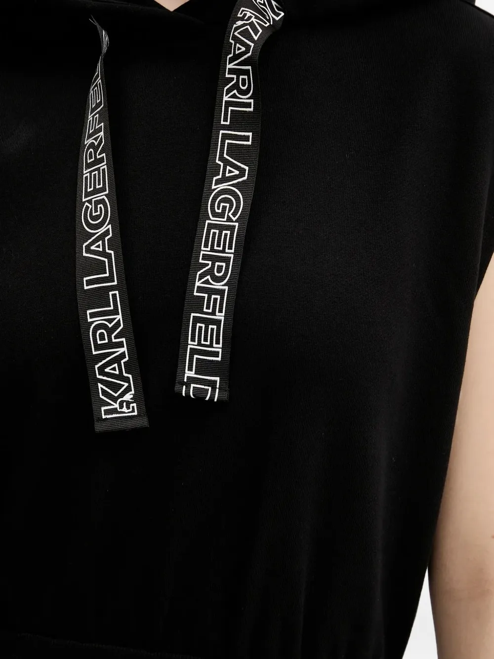 Karl Lagerfeld Jeans Mouwloze mini-jurk met capuchon Zwart
