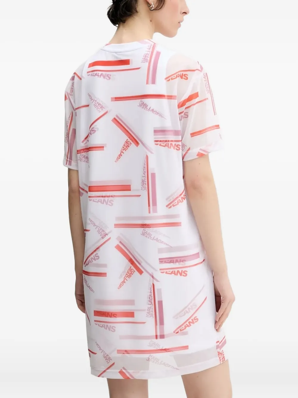 Karl Lagerfeld Jeans Doorzichtige mini-jurk met logoprint - Wit
