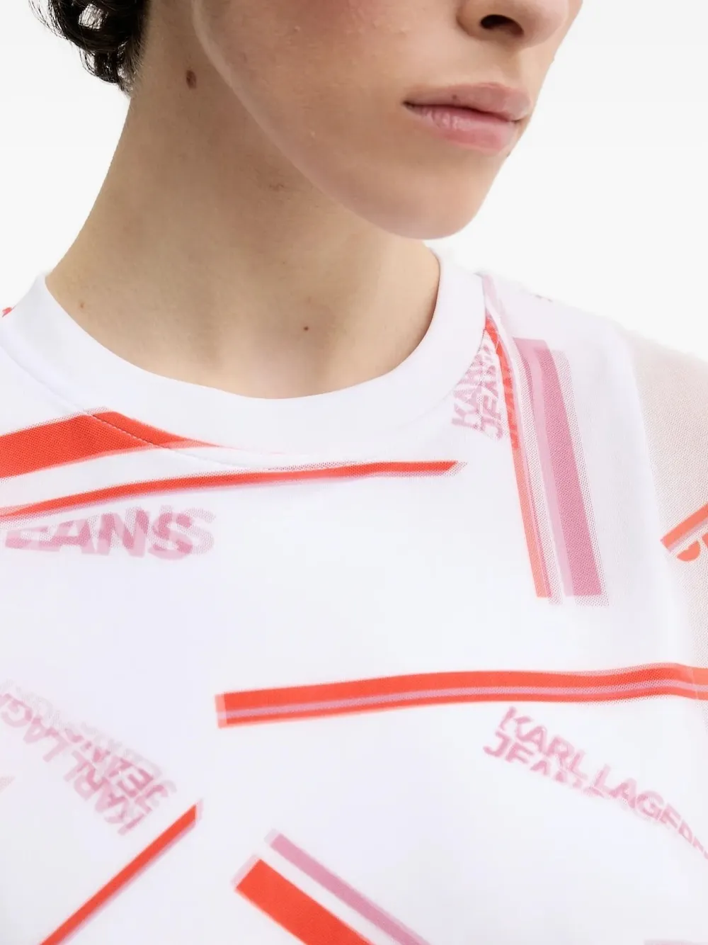 Karl Lagerfeld Jeans Logo-print Sheer Mini Dress In White