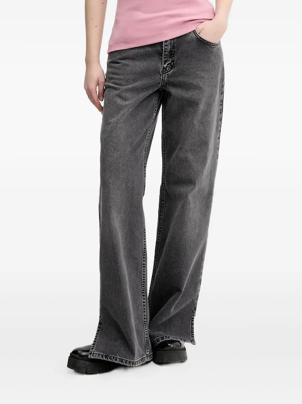 Karl Lagerfeld Jeans Logo-patch Straight-leg Jeans In Black