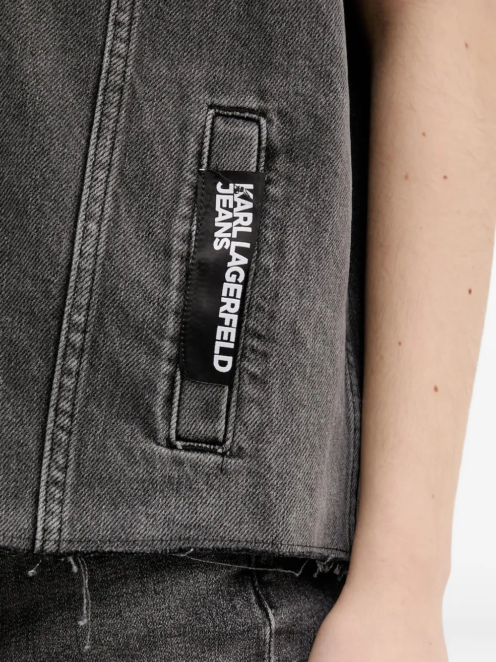 Karl Lagerfeld Jeans Denim gilet met franje Zwart