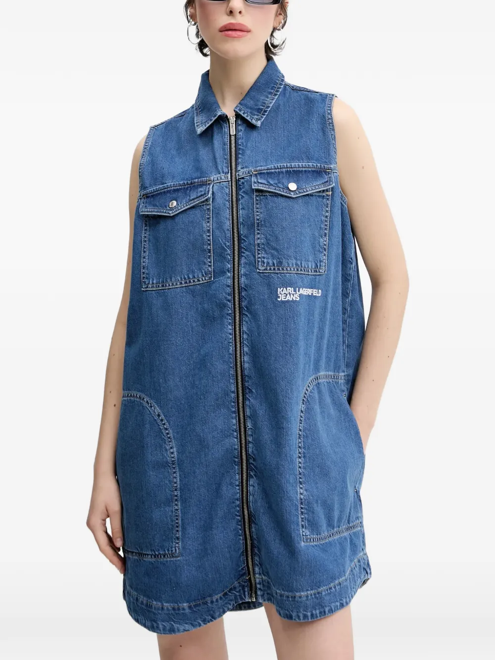 Karl Lagerfeld Jeans sleeveless zip-up mini dress - Blu