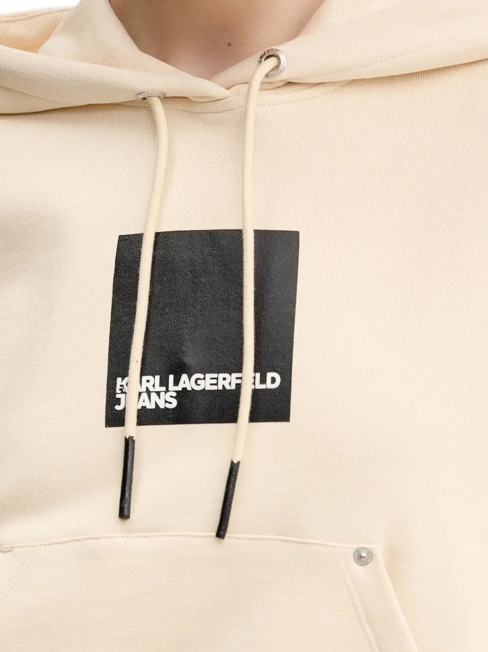 Karl Lagerfeld Jeans logo-print drawstring hoodie Beige