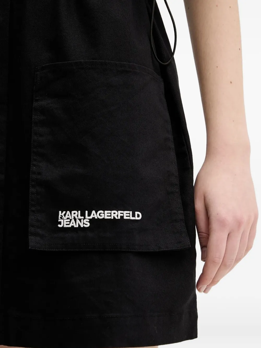 Karl Lagerfeld Jeans Drawstring-waistband Mini Dress In Black