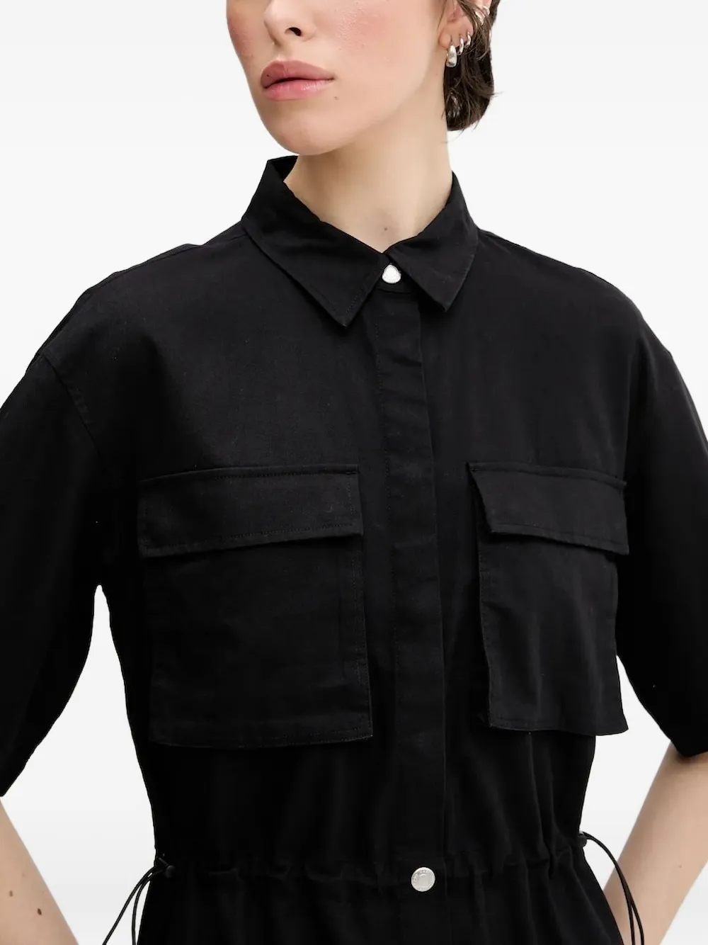 Karl Lagerfeld Jeans Drawstring-waistband Mini Dress In Black