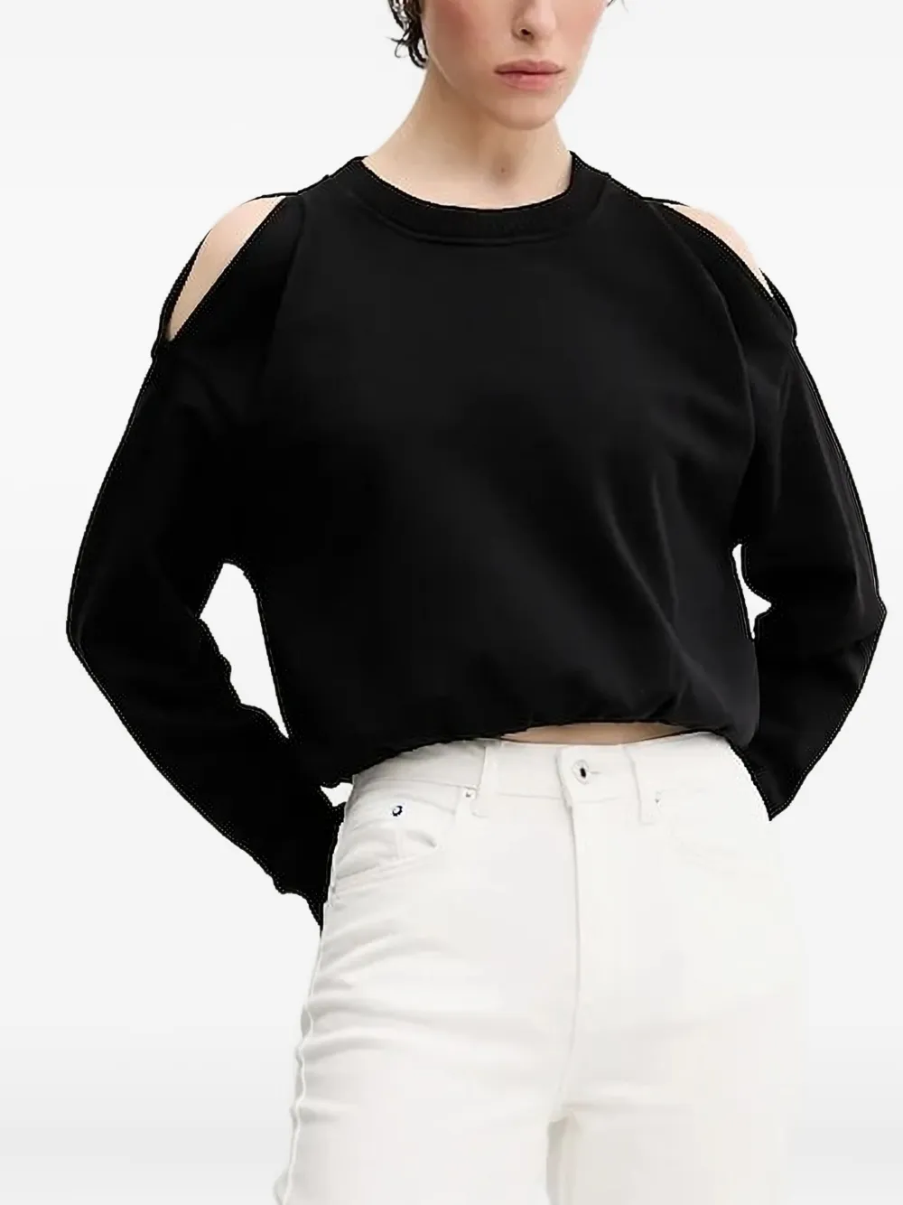 Karl Lagerfeld Jeans shoulder cut-out sweatshirt Zwart