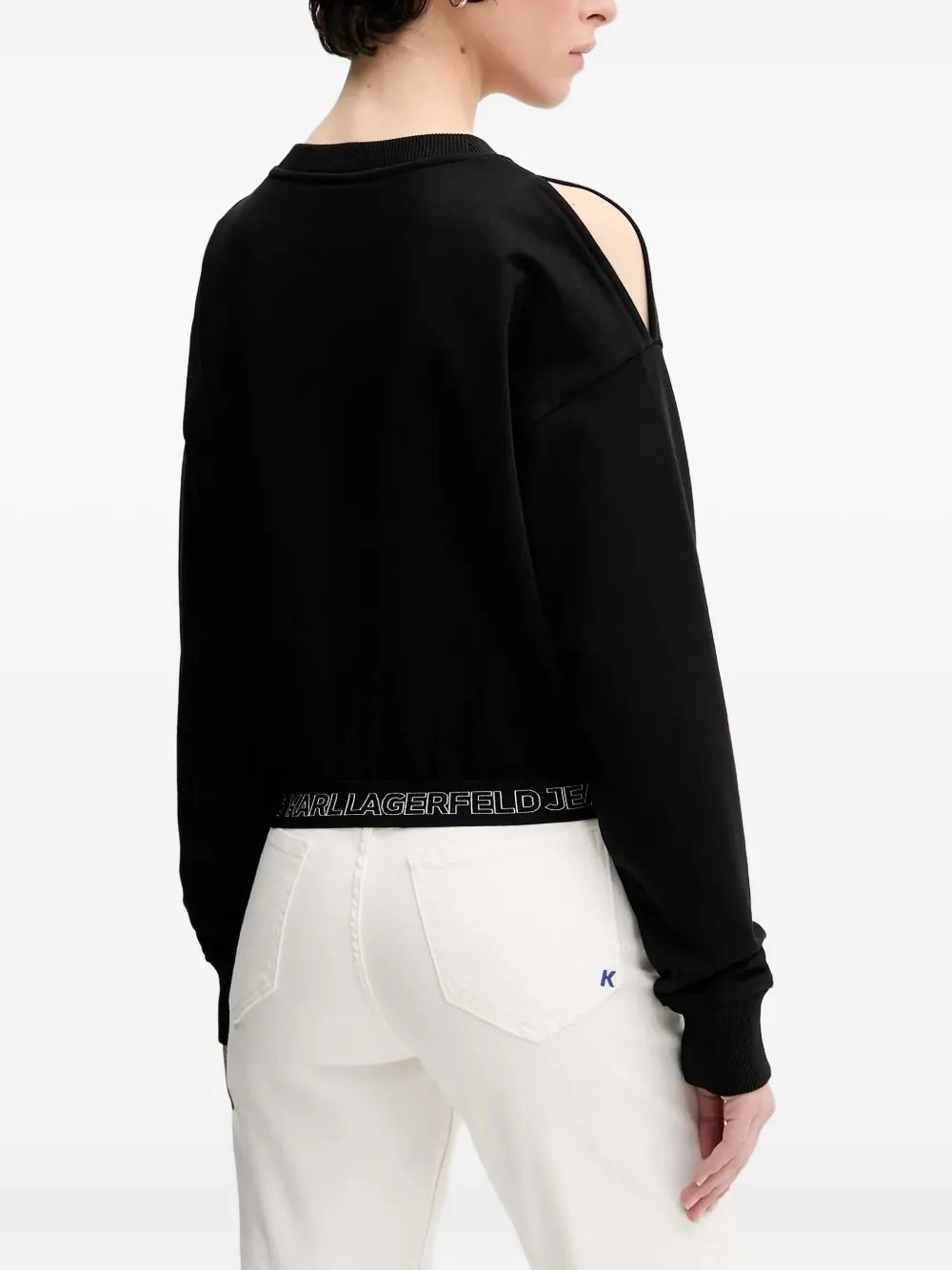 Karl Lagerfeld Jeans shoulder cut-out sweatshirt Zwart