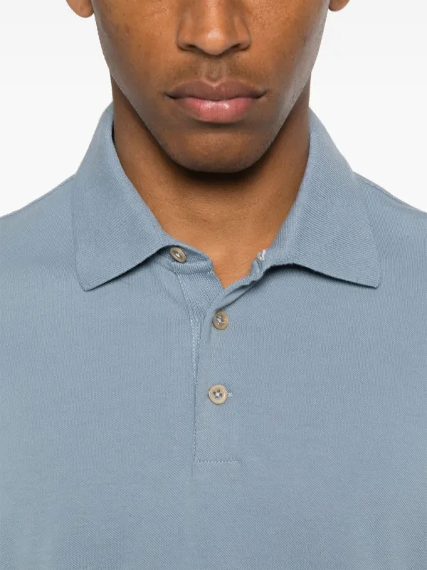 Brunello Cucinelli Cotton Polo Shirt | Blue | FARFETCH