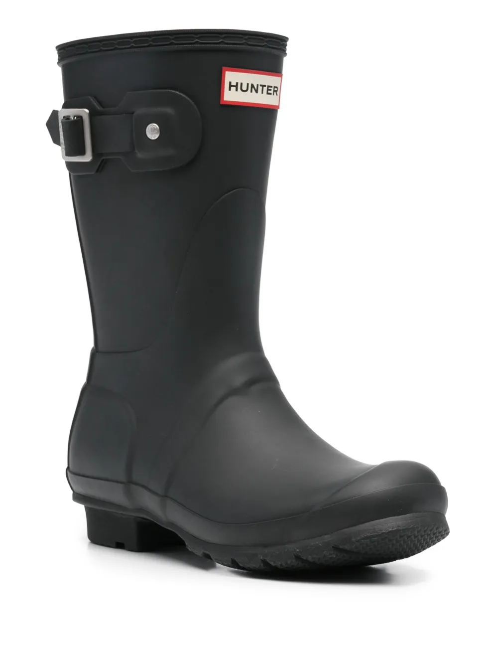 Hunter 25mm logo-patch knee-high rain boots Black