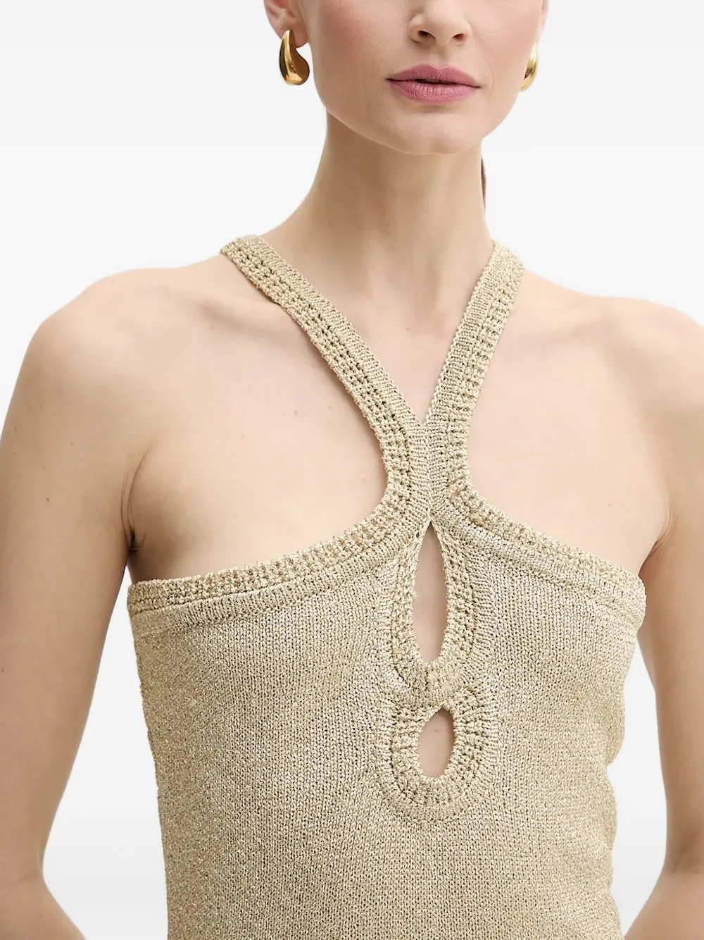 SIMONA CORSELLINI fringe-edges midi dress Beige
