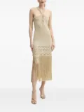SIMONA CORSELLINI fringe-edges midi dress - Neutrals