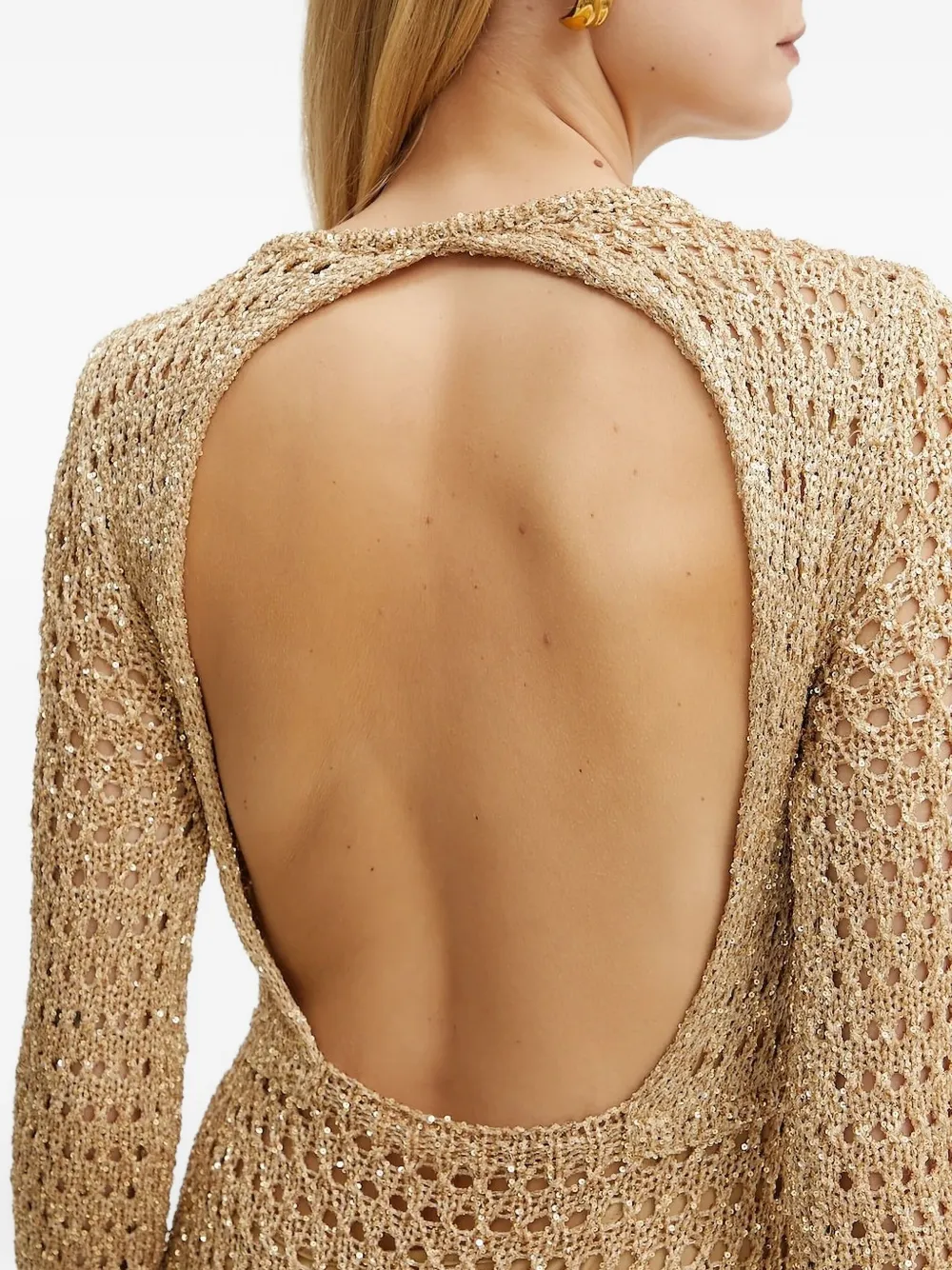 SIMONA CORSELLINI Mini-jurk met open rug en franje Beige