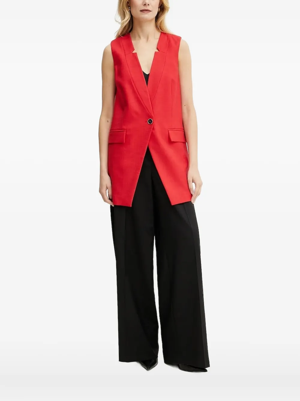 Simona Corsellini Button Sleeveless Jacket In Red