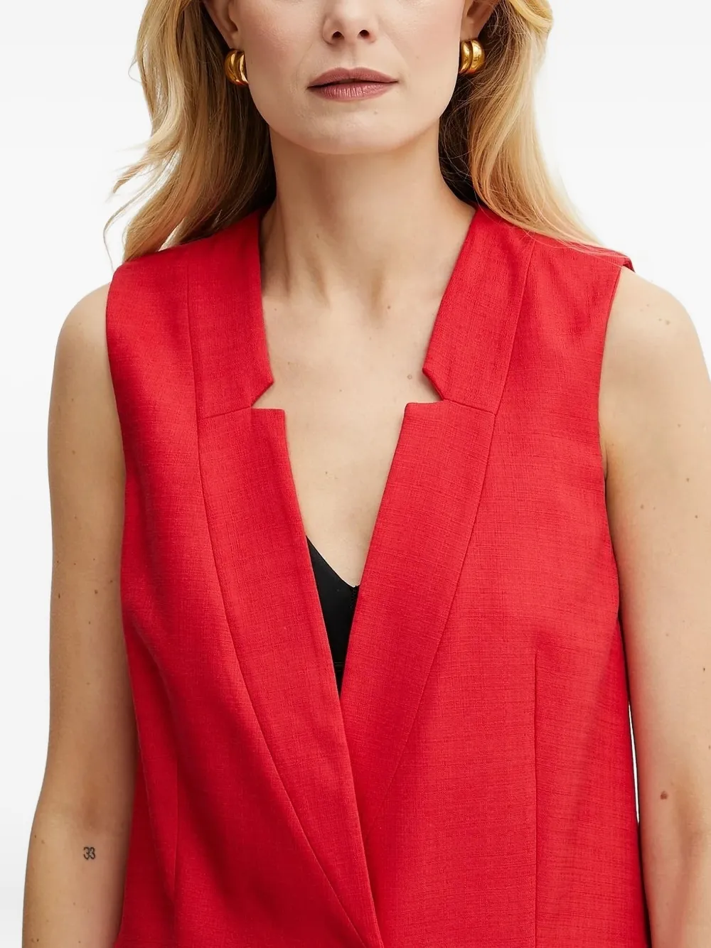 Simona Corsellini Button Sleeveless Jacket In Red