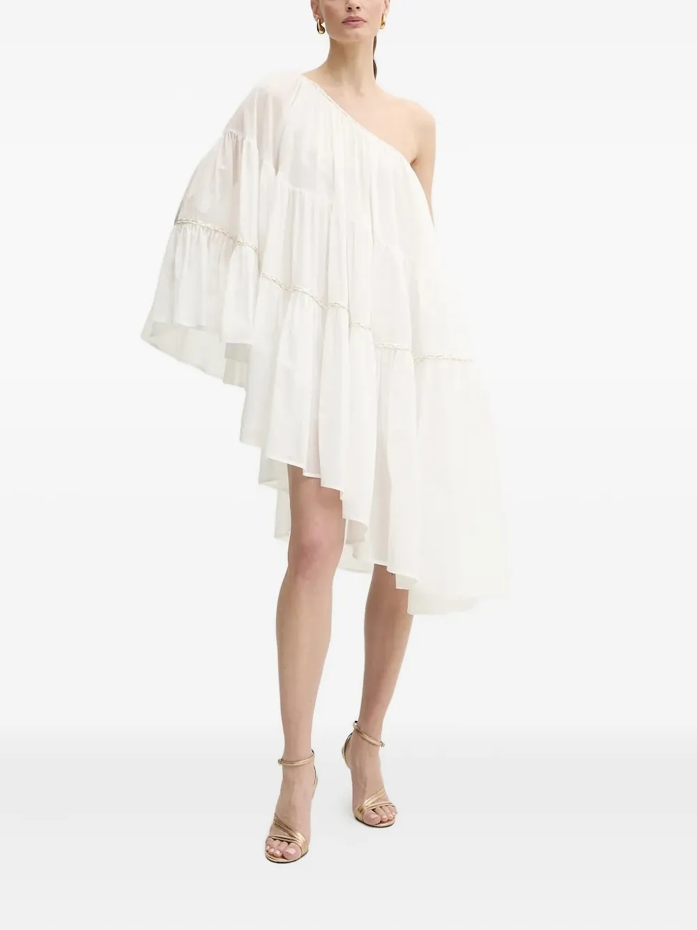 SIMONA CORSELLINI asymmetric tiered dress Wit