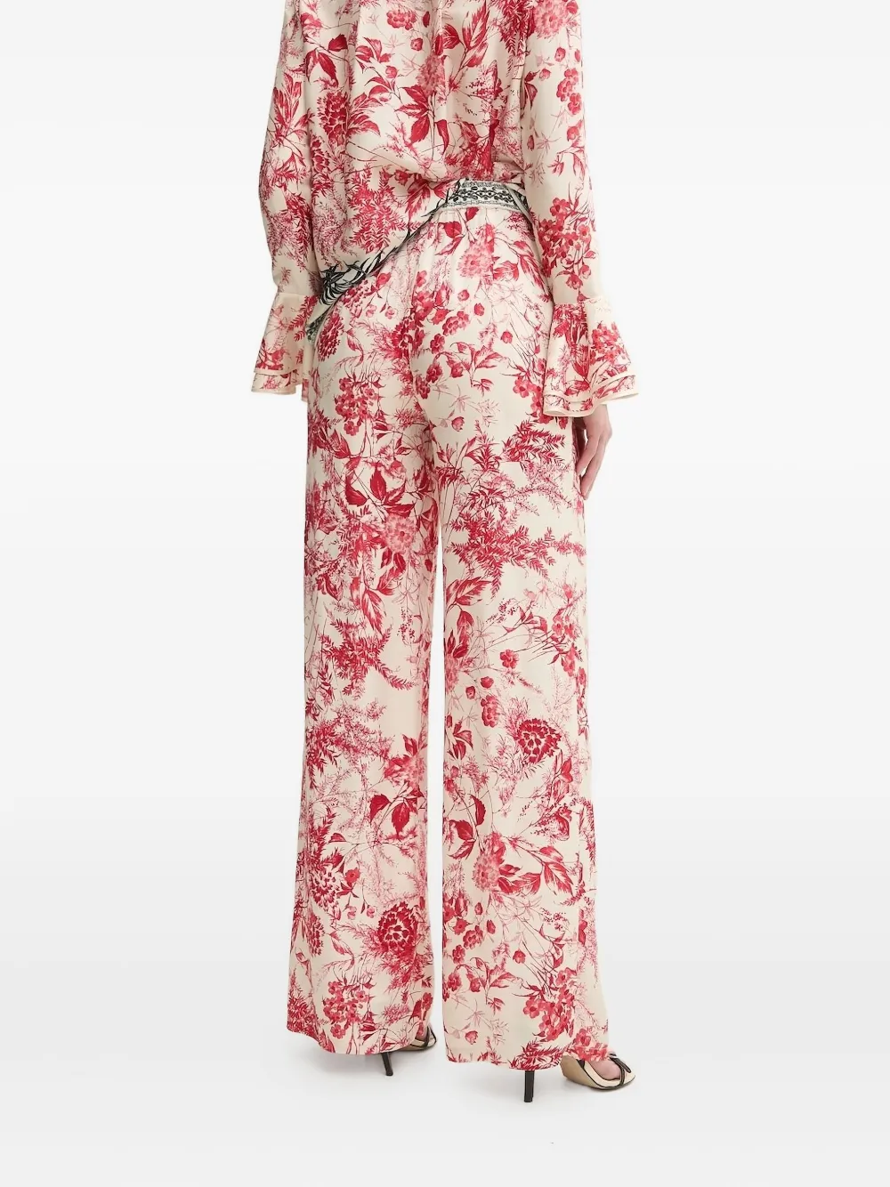 SIMONA CORSELLINI Broek met bloemenprint - Rood
