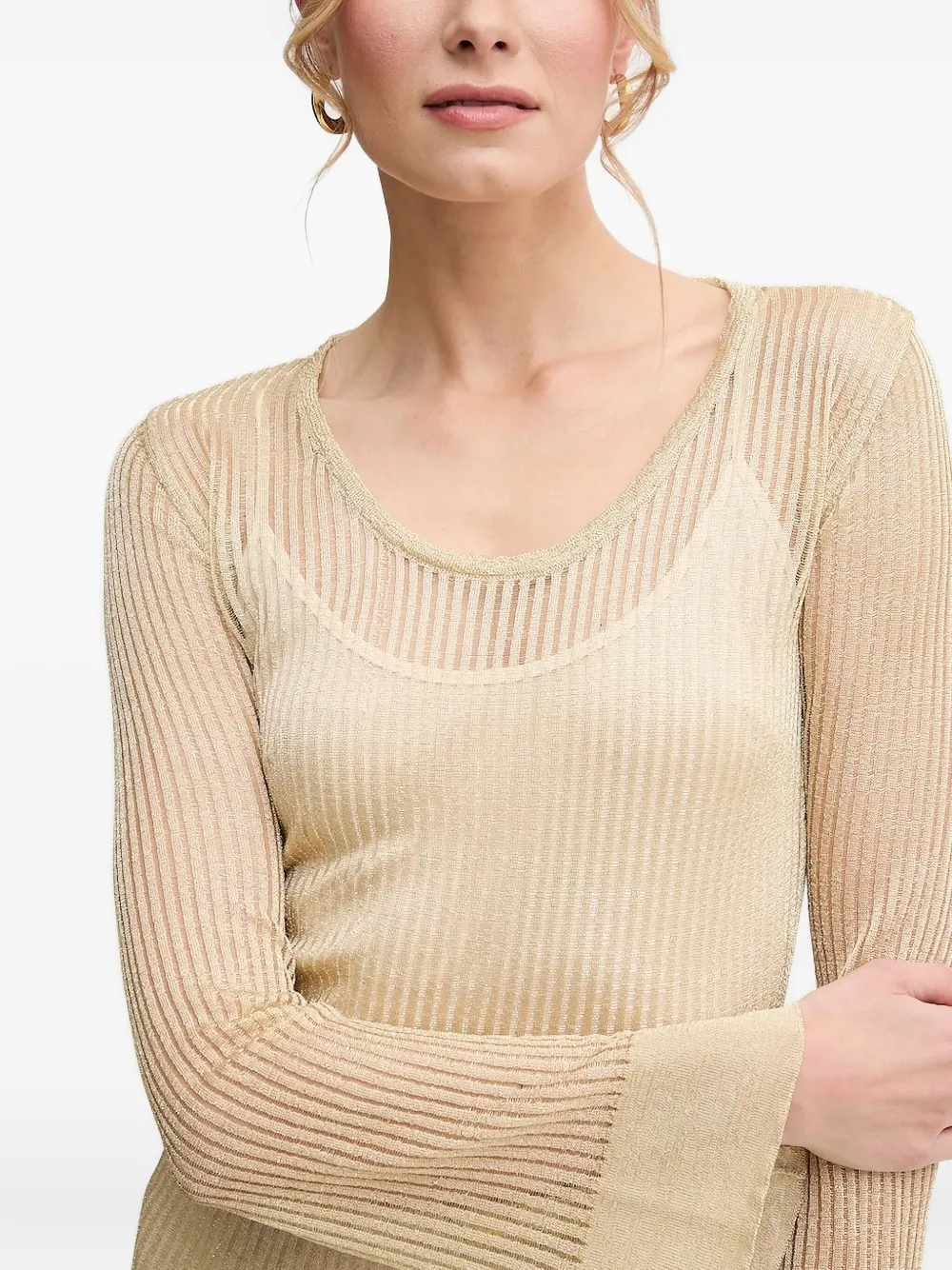 SIMONA CORSELLINI Geribbelde midi-jurk Beige