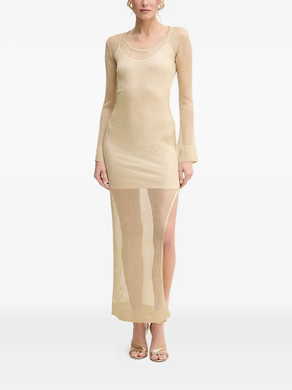 SIMONA CORSELLINI Geribbelde midi-jurk Beige