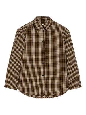 Miu Miu corduroy-collar Flannel Shirt | Grey | FARFETCH