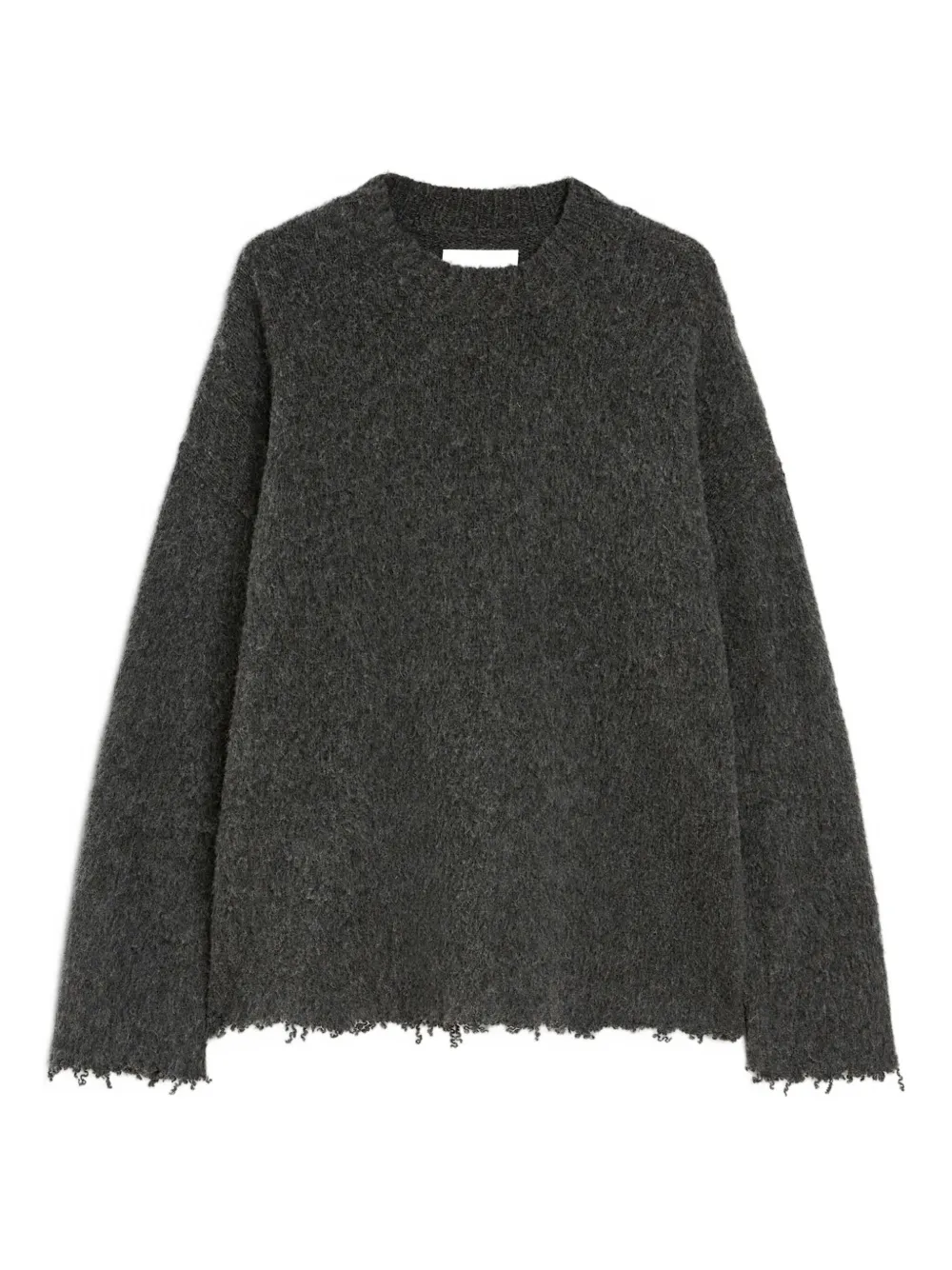 Jil Sander brushed frayed-hem wool sweater Grijs