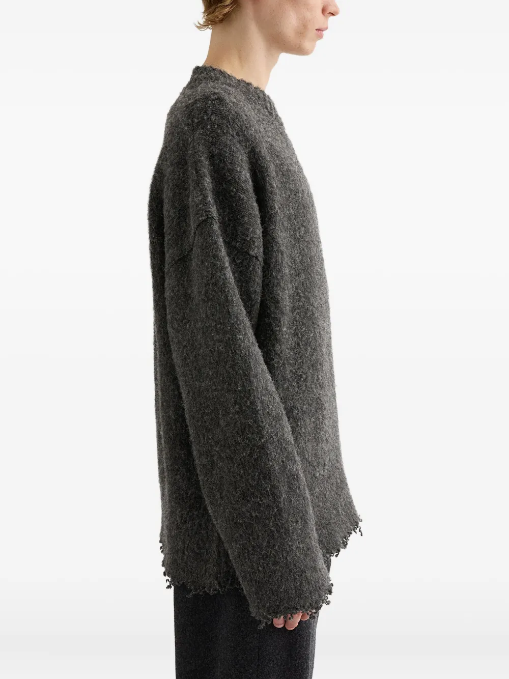 Jil Sander brushed frayed-hem wool sweater Grijs