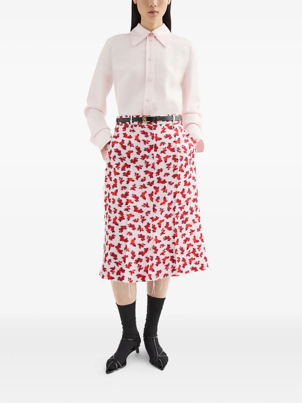Jil Sander Midi-jurk met bloemenprint - Roze