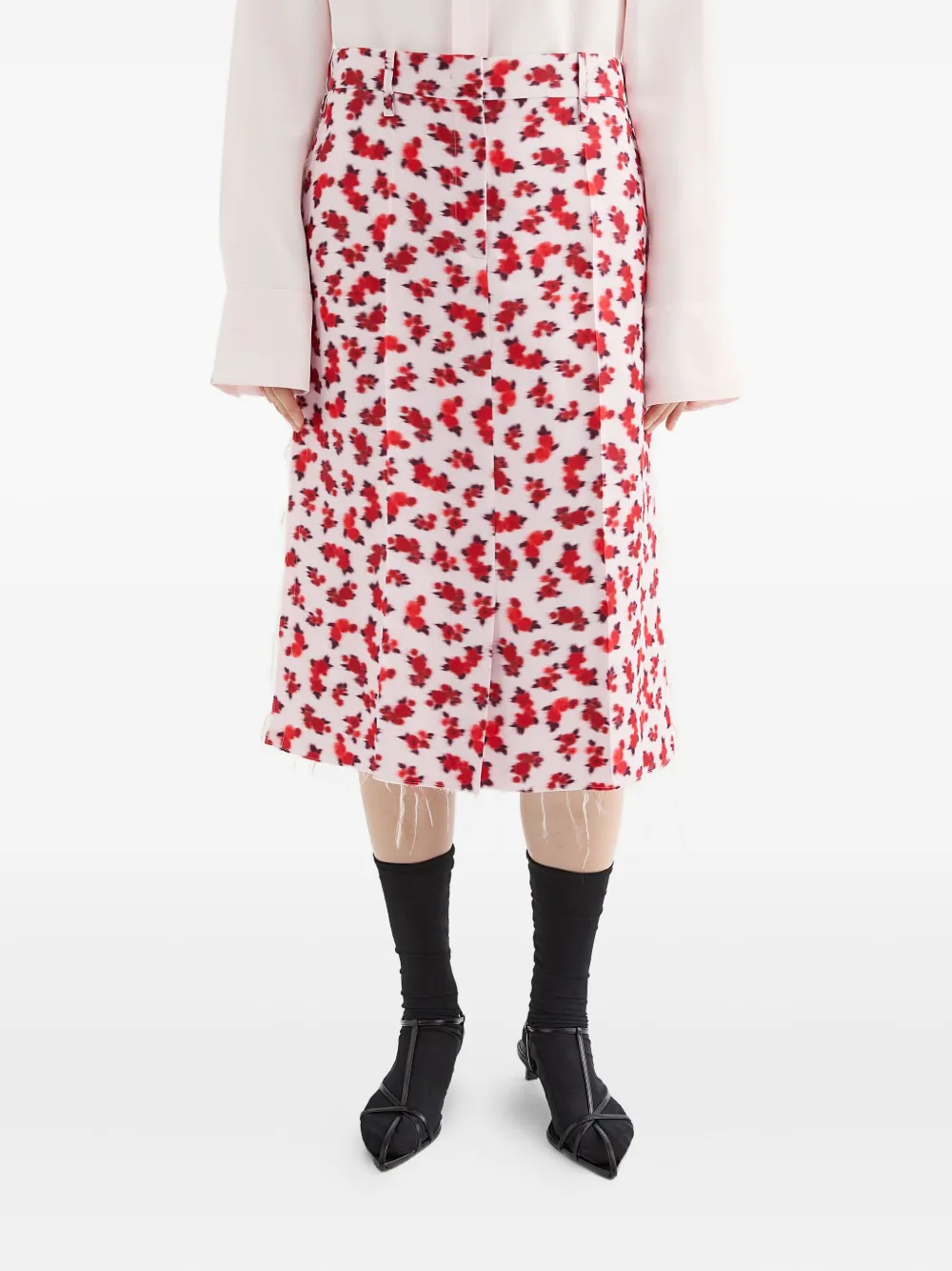 Jil Sander Midi-jurk met bloemenprint Roze