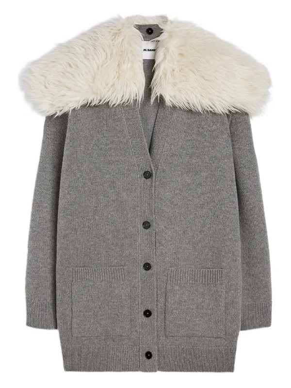 Jil Sander Vネック ロングカーディガン | グレー | FARFETCH JP