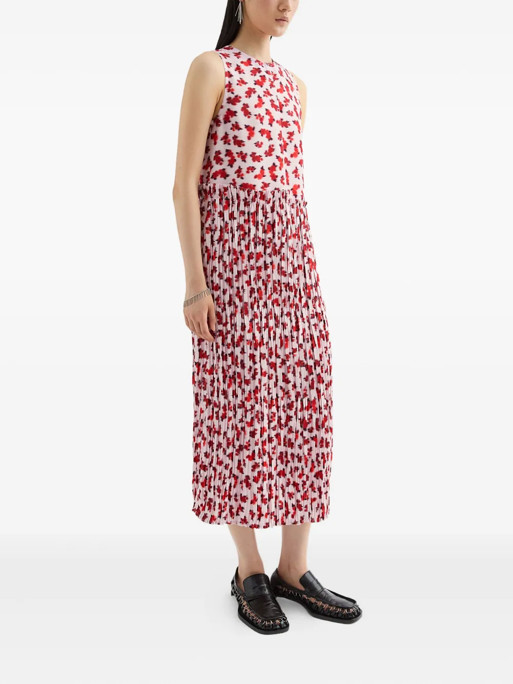 Jil Sander Midi-jurk met bloemenprint Roze