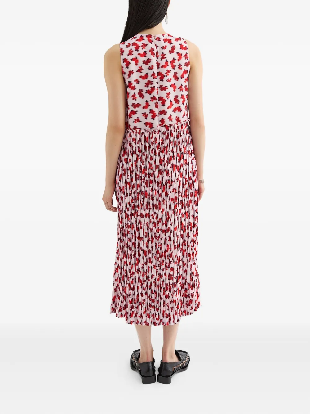 Jil Sander Midi-jurk met bloemenprint Roze