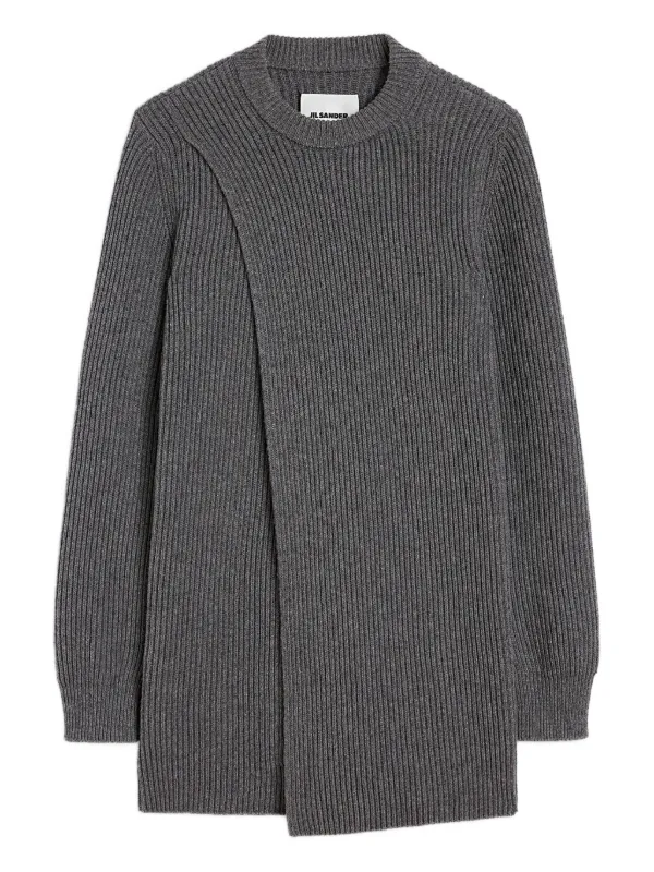 Jil Sander Ribbed Mini Dress in Grey