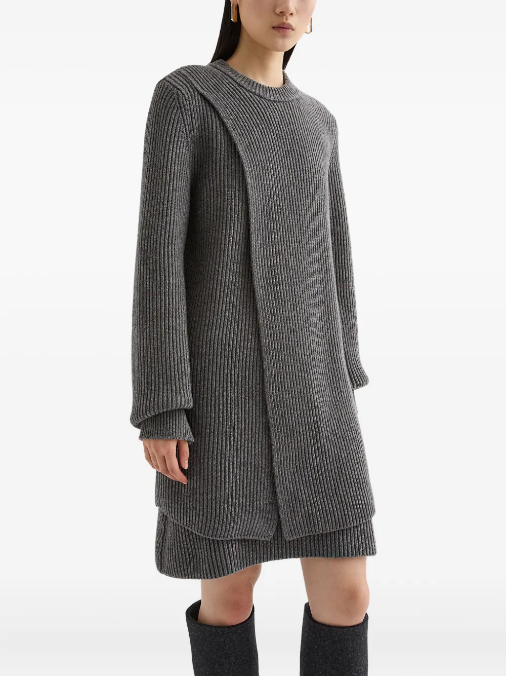 Jil Sander Geribbelde mini-jurk Grijs