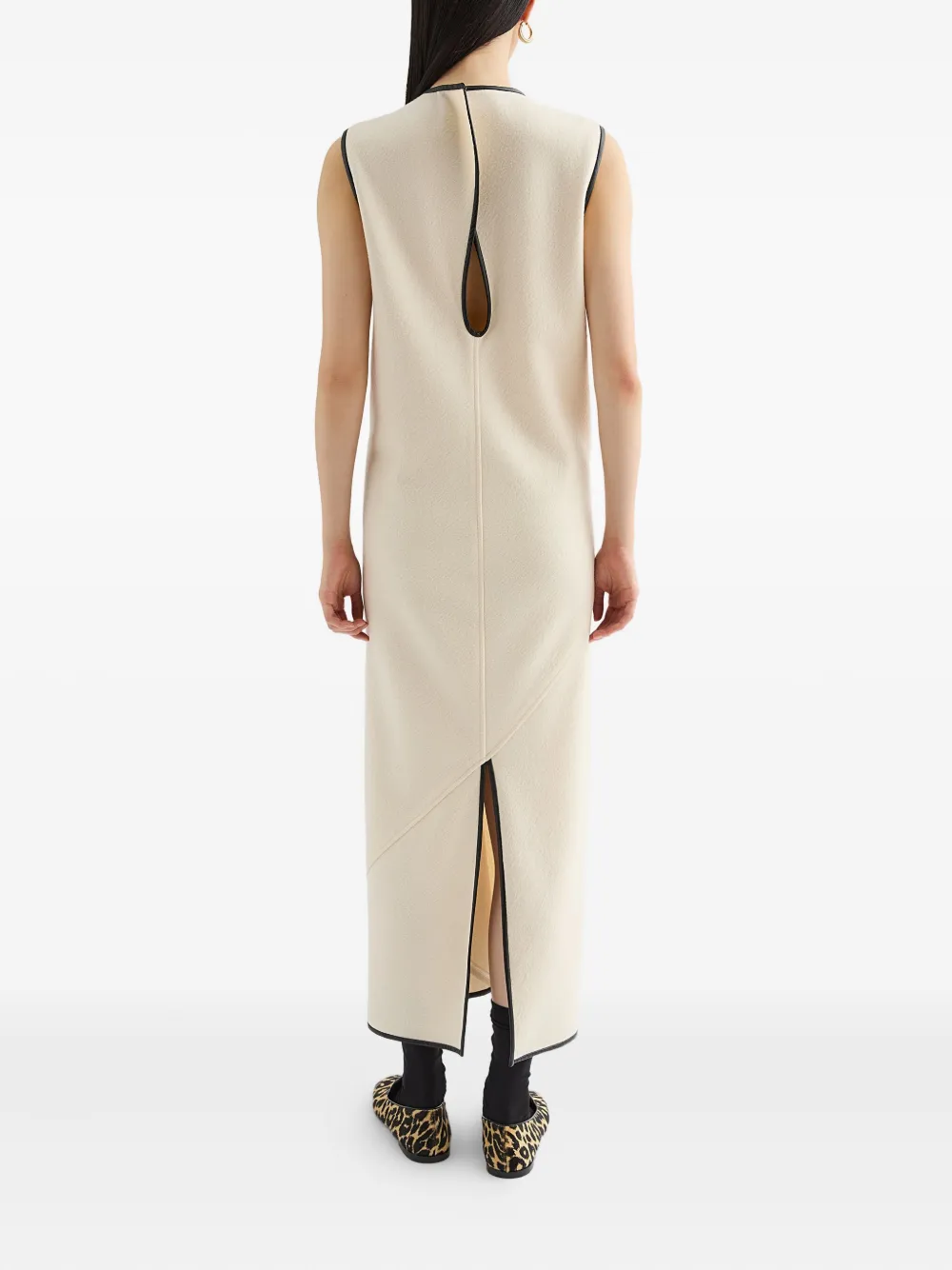 Jil Sander Maxi-jurk met contrasterende afwerking Beige
