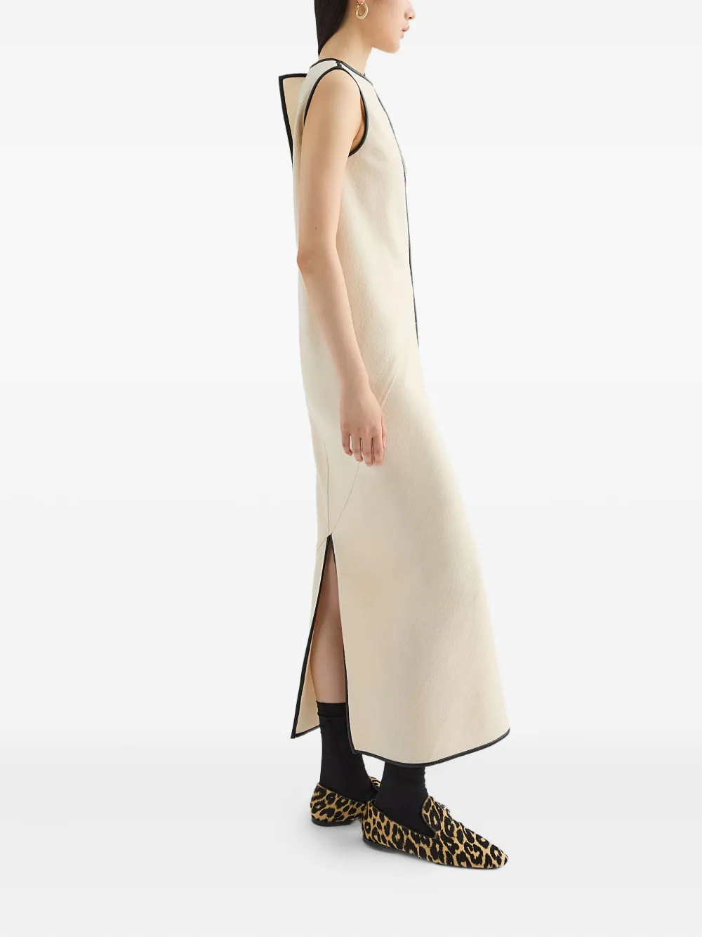 Jil Sander Maxi-jurk met contrasterende afwerking Beige
