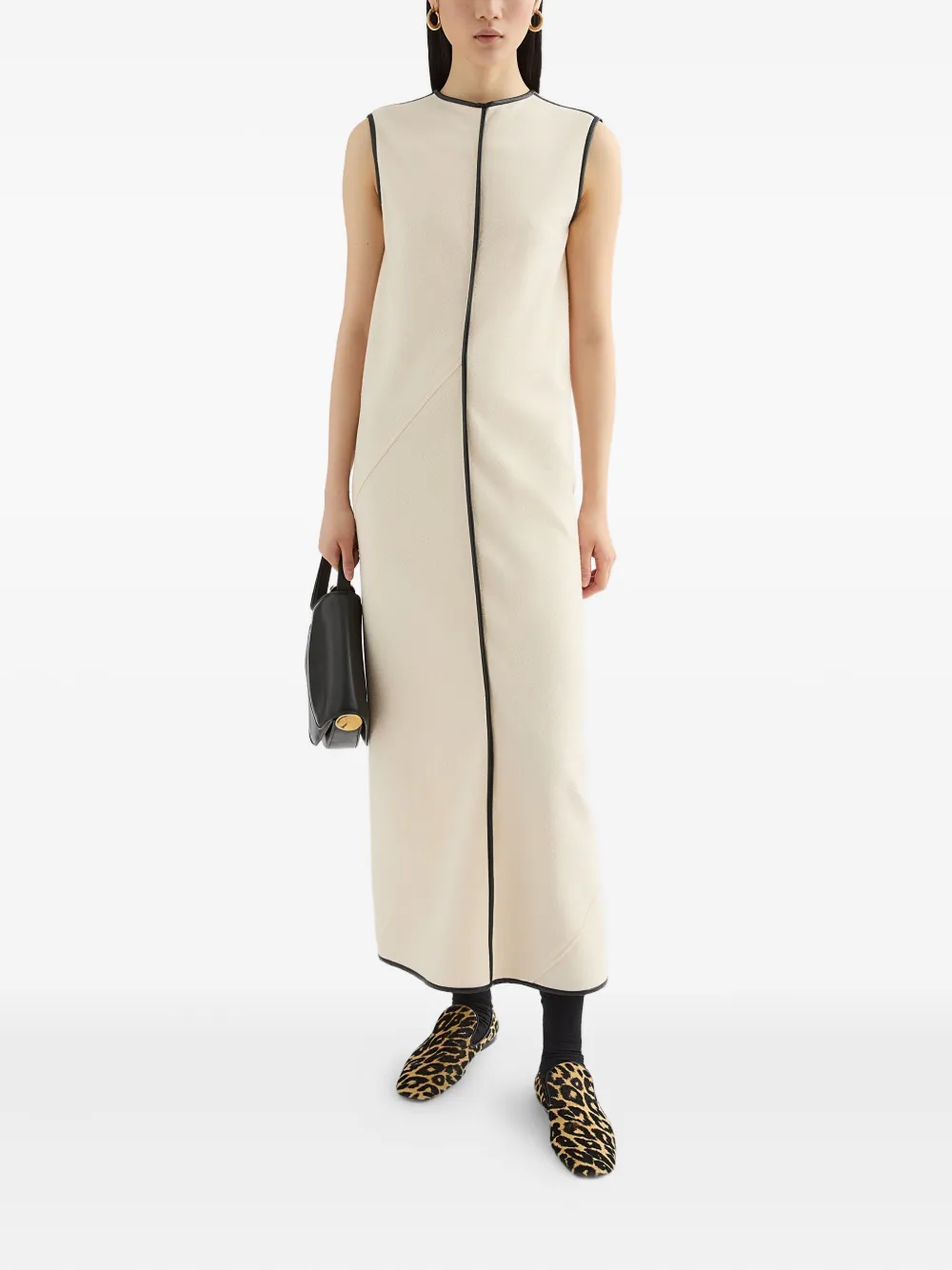 Jil Sander Maxi-jurk met contrasterende afwerking - Beige