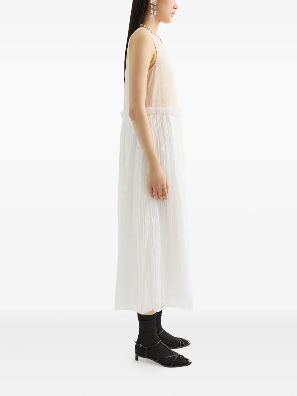 Jil Sander Tweekleurige midi-jurk Wit