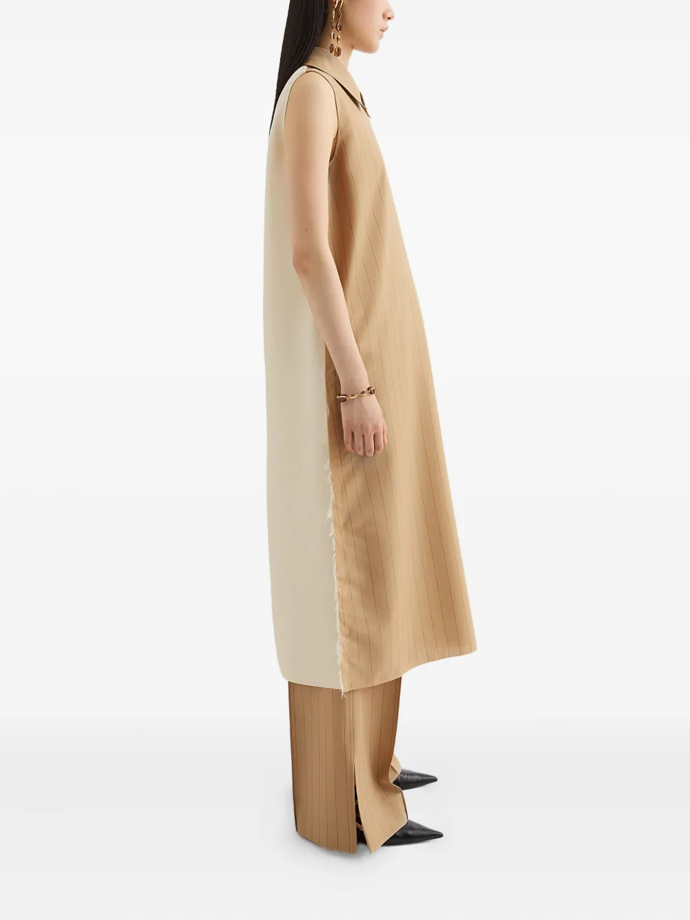 Jil Sander Midi-jurk met krijtstreep Beige