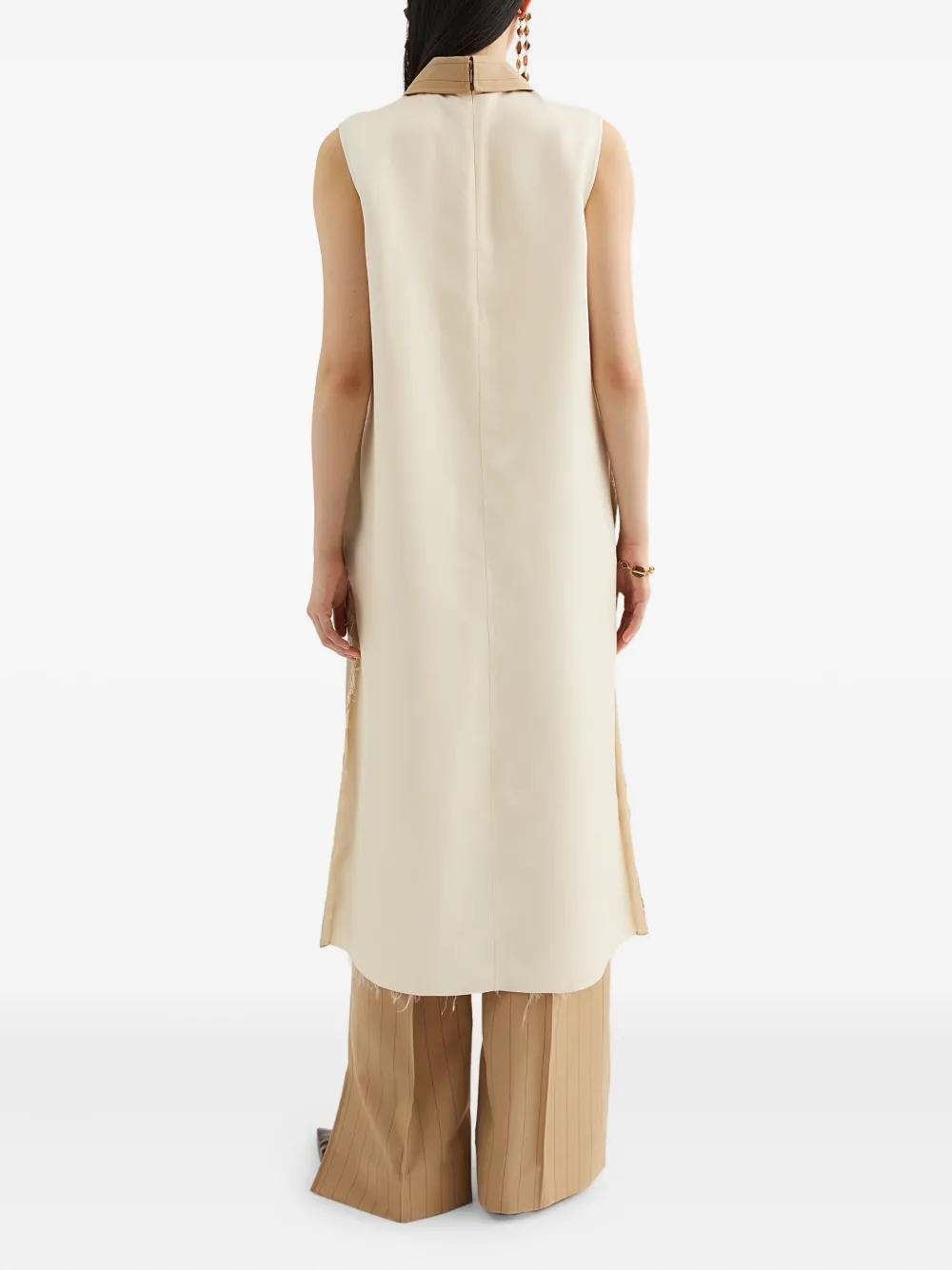 Jil Sander Midi-jurk met krijtstreep Beige